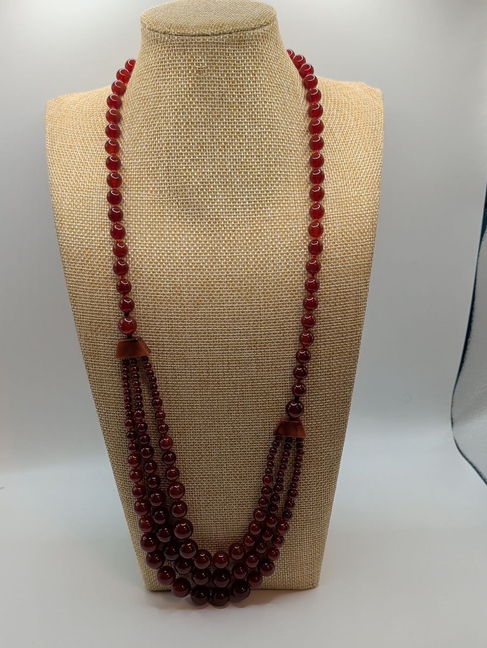 Carnelian Red Multi-Strand Beaded Necklace - Women Jewelry
